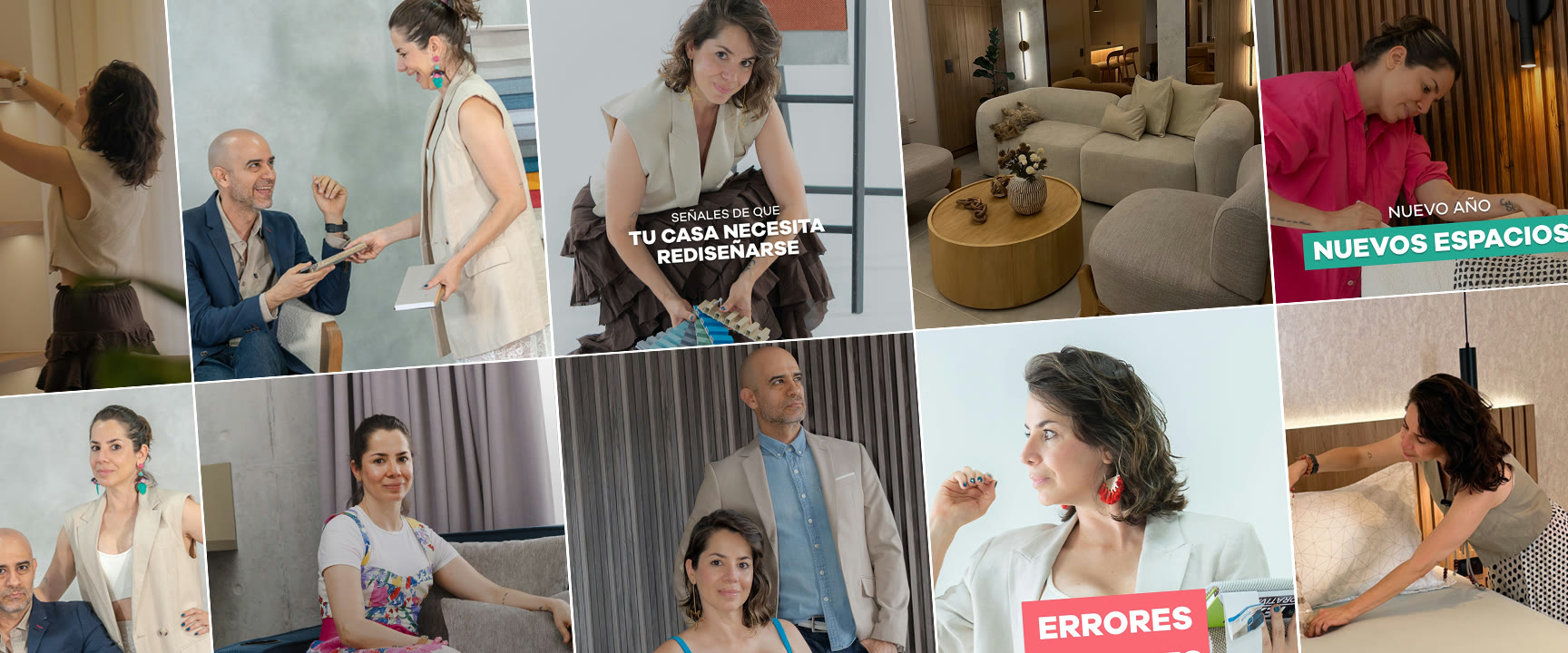 Collage del contenido de VIVANT: su equipo, clientes y espacios remodelados